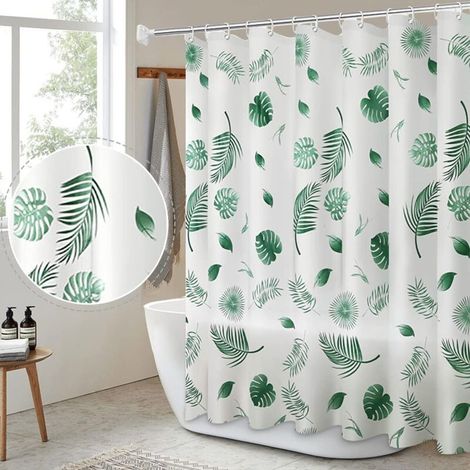 Rideau de douche avec crochets et œillets en acier inoxydable, matériau PEVA, anti-moisissure et imperméable, 100200cm (1/5)