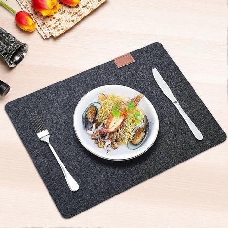 Sets de table lavables, lot de 6 sets de table lavables en feutre anthracite, (1/4)