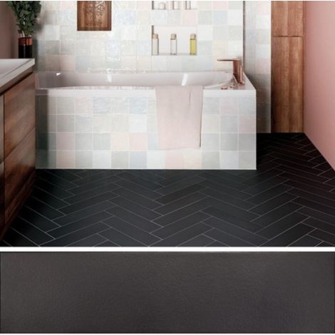 Carrelage sol / mur pose baton rompu chevron uninoir anthracite mate STROMBOLI BLACK CITY (vendu par boite de 0.65m2) (1/3)