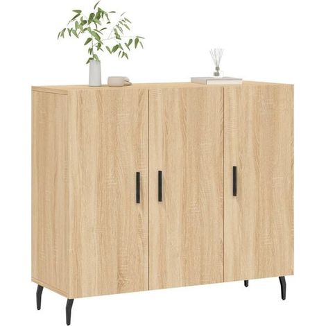 Buffet Bas de Cuisine en Bois d'Ingénierie 90x34x80 cm, Meuble Rangement Style Sonoma Chêne, pour Salle à Manger et Salon (1/5)