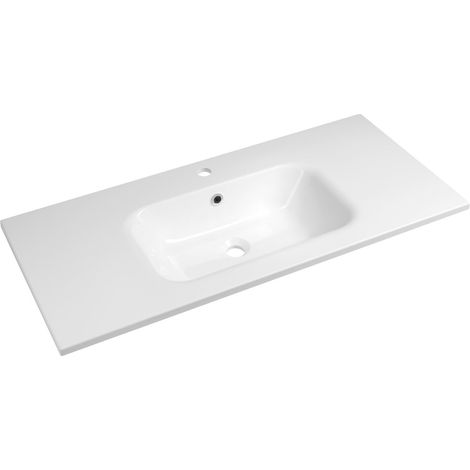 Lavabo en marbre coulé SIDRA 101x46cm, blanc (1/4)