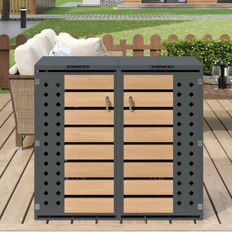 Copri bidoni doppio 132x80x118,5 cm in acciaio grigio con vano esterno FloraGrace (1/5)