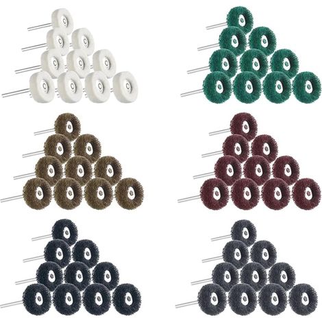 60 Pièces Roues de Polissage Abrasif 25 mm, Grain 80 150 240 320 600 1000 Roue Abrasive pour Outils Rotatifs, Tampon à Récurer Roue de Polissage pour Polir Dépoussiérer ébavurer (1/5)
