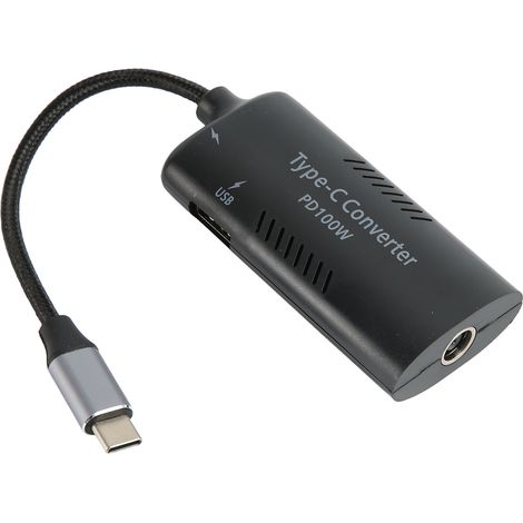 Convertisseur DC vers USB-C PD3.0 100W pour Ordinateur Portable, Adaptateur Secteur en Nylon Tressé avec Connecteur DC7909