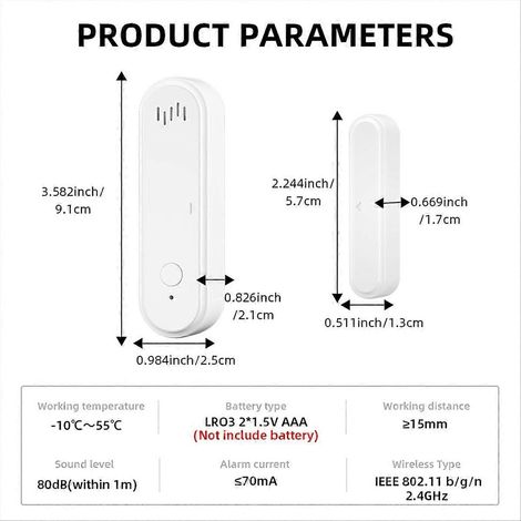 Tuya WLAN-Türsensor, 80dB Schall-Fenstersensor (1/5)