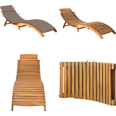 Sonnenliege mit Auflage Akazie Massivholz - Holz-Sonnenliege - Gartenliege - Akasienholzsitzmöbel - Lounge Chair - Strandkorb - Home & Living (1/5)