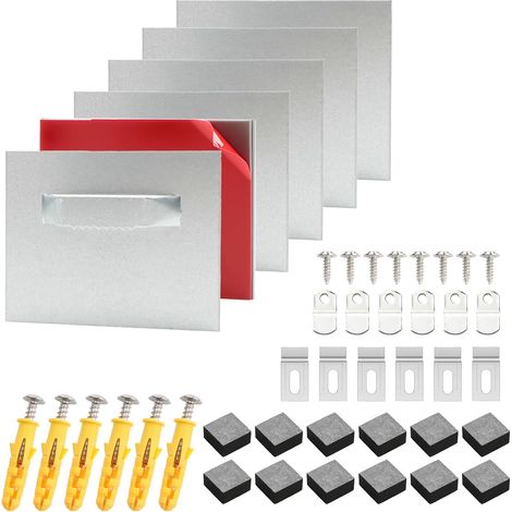 Kit Fixation Dibond Aluminium Crochets Métal 6x8 Cm Déco Murale (1/5)