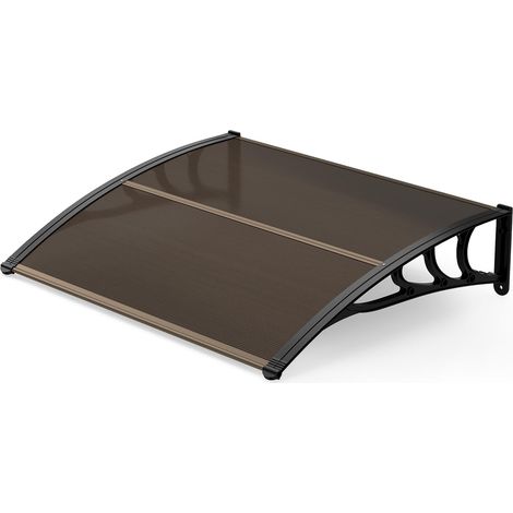 COSTWAY Pensilina Tettoia per Porta, Tettoia Parasole per Ingresso in Policarbonato, Robusta Barra di Fissaggio in Alluminio, Facile da Installare, per Finestra, Balcone, 100 x 75,5 x 23 cm (Marrone) (1/5)