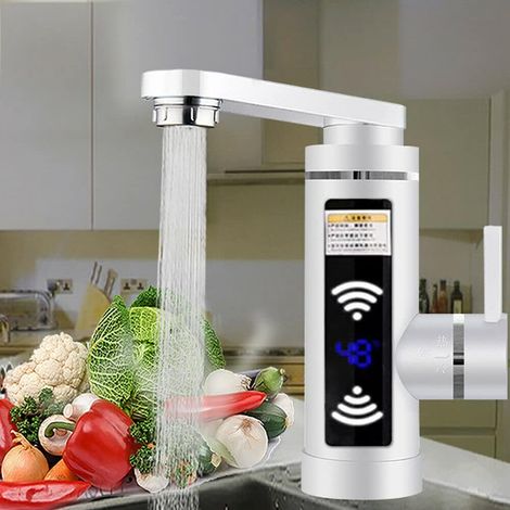 Grifo eléctrico instantáneo de 360° con grifo de cocina digital de 3 kW (18,5 x 6,5 x 20,5 cm, blanco) (1/5)