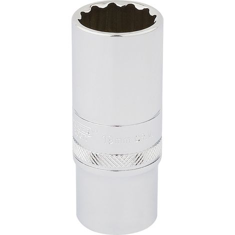 Draper 19mm Deep 12-Point Socket, 3/8" Drive, Metric Size, Polished Chrome Finish, Part Number 33036 (1/5)