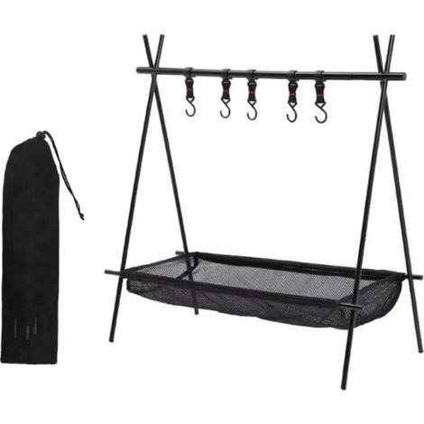 Cadre + Filet pour Sac de Camping, Trépied de Camping Pliable, Cintre pour Articles Divers de Voyage 50 X 70 X 72 cm (1/5)