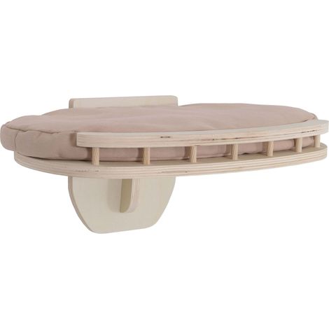 [NEUWERTIG] Kletterwand HHG-779, Katzenplattform Liegeplatz Katzenmöbel Katzenbett, Holz MVG 20x44x28cm natur, Kissen beige
