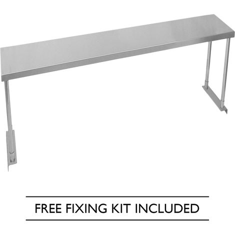 Kukoo - Ripiano con Mensole per Tavolo in Acciaio Inox da Cucina Ristorante, Acciaio Inossidabile Resistente alla Corrosione per Albergo Bar Hotel Catering Pub Largo - Singola - 150cm