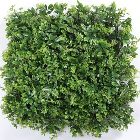 Lot de 4 haies murales artificielles, écrans de protection et d'intimité pour jardin, toile de fond en gazon synthétique, protection UV, 50 cm x 50 cm (1/5)