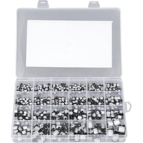 Condensateur électrolytique 400 Pièces, Condensateur électrolytique 24 Valeurs Kit D'assortiment De Condensateurs électrolytiques en Aluminium SMD Noir 1uF à 1000uF (1/5)
