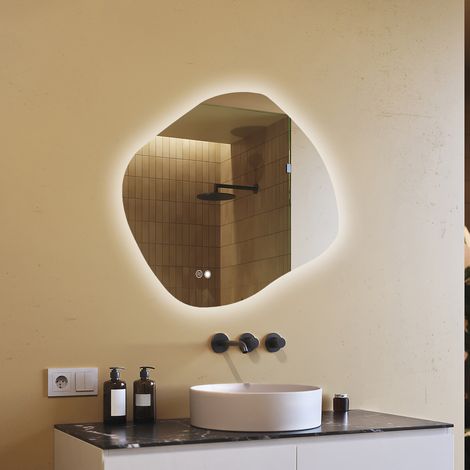 Artforma Miroir de salle de bain avec éclairage, 94x84, Interrupteur tactile, Anti-buée, LED Dual, Miroir Ovale (1/5)