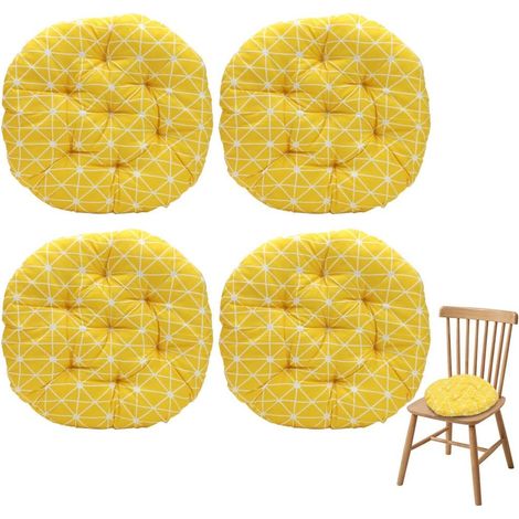 Lot de 4 Coussins ronds, Diamètre 40 cm, Tissu polyester, Rembourrage coton perlé, Intérieur et extérieur (1/5)