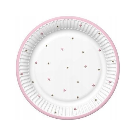 Piatti di carta a forma di stella, rosa, 18 cm, 8 pezzi.