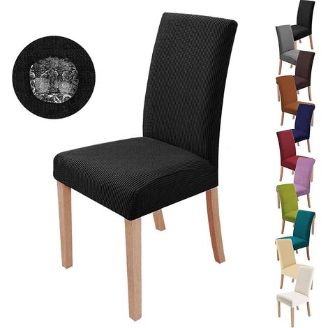housses De Chaise 4pices(noir), Couverture De Chaise De Salle  Manger Extensible Protection De Chaise Moderne Lavable Pour La Dcoration Fte Banque (1/5)