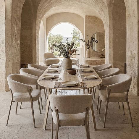 The Home Deco Factory – Table extensible blanche et beige 6 à 8 personnes – Design épuré – Idéale pour repas conviviaux – Système d'extension facile (1/5)