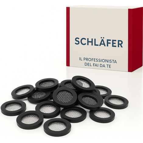 Schläfer 184410  Guarnizioni Idrauliche Universali da 3/4 con inserto rete inox anticalcare, Rondelle in Gomma per Doccino, Soffione e Doccetta, Altezza 3mm, Bagno Box Doccia, Vasca- Conf. 10 Pezzi