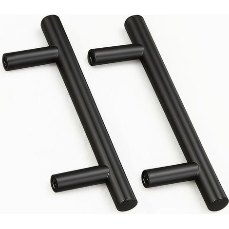 2 Unités En Noir acier inoxydable Boutons De Porte Tirer La Poignée De Meubles avec Vis pour Tiroir Meuble Cuisine Cuisine Home Decorating, Trou à Trou Centre Distance 96 mm (1/5)