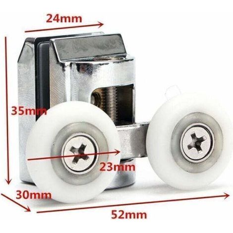 Lot de 4 roulettes de porte de douche de 23 mm Rouleau pour Coulissante Porte Douche (1/5)