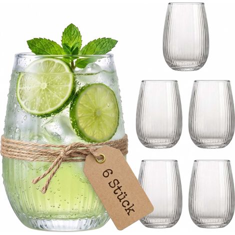 Relaxdays Trinkgläser 6er Set, Wassergläser, spülmaschinenfeste Getränkegläser, 400 ml Volumen, Saft, Limo, transparent (1/5)