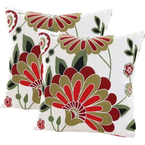 Blumenbestickter Kissenbezug, 18 x 18 oder 45 x 45 cm, handgefertigt, mit böhmischer Nationalstickerei, für Einweihungsgeschenke, als Dekoration für Zuhause oder Auto. (1/4)