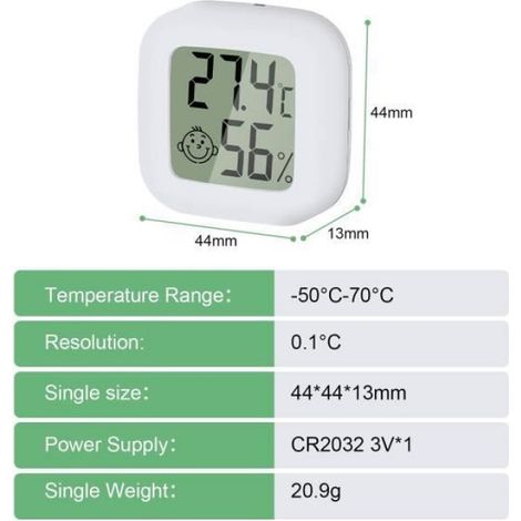 4 pièces Mini LCD Thermomètre Hygrometre Intérieur, pour Les Chambres D'enfants,Les Chambres de Personnes âgées etc. (1/4)