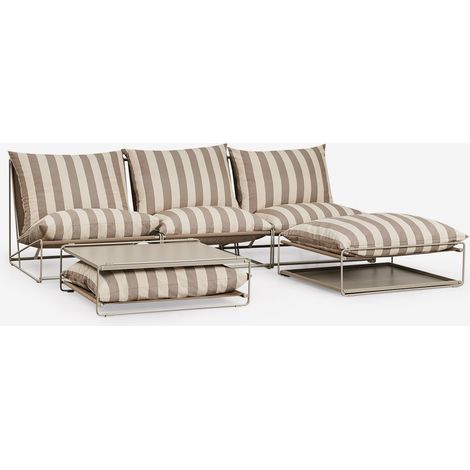 SKLUM Amaro Gartenset mit 3-teiligem Modulsofa, Beistelltisch und umwandelbarem Ottoman Braun Tapioca - Braun Mokka (1/5)