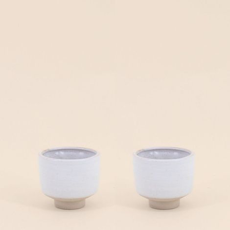 Lot de 2 photophores en céramique beige 8,5x7,7cm