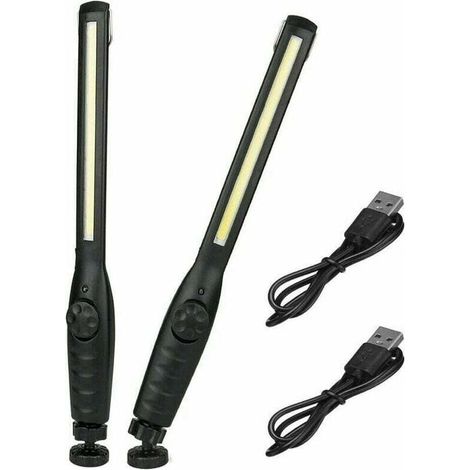 Set mit 2 wiederaufladbaren magnetischen LED-Arbeitsleuchten, superhell und tragbar für Garage, Camping, Reparaturen und Notfälle.