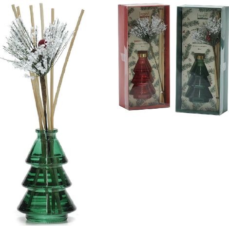 Profumo per ambiente con bastoncini diffusore bottiglia albero di natale ml 80 decorazioni casa natalizia idea regalo (1/4)