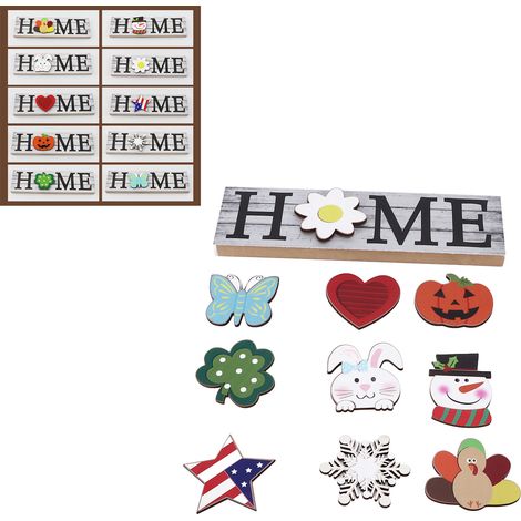 Panneau familial champêtre en bois avec 10 lettres décoratives interchangeables pour les fêtes - Décorations et artisanat de Noël (1/5)