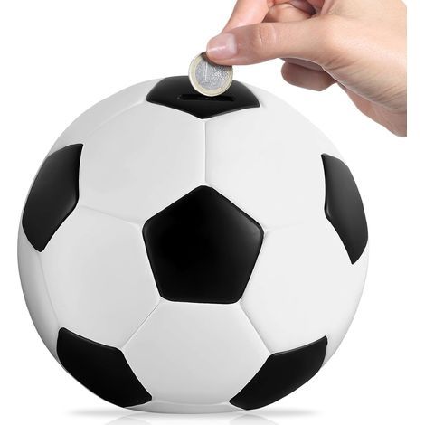 Tirelire de Football, 19 cm, créative, tirelire de basketball, caisse de monnaie incassable, pour décoration, cadeau, jouet, 19 x 19 x 18 cm, noir et blanc (1/5)