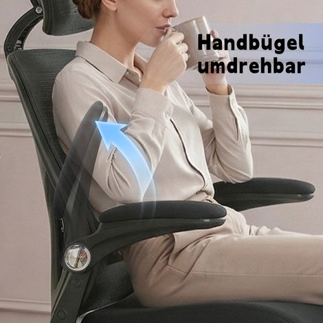 Irovami Chaise de bureau ergonomique pliable noire Coussin mousse, soutien lombaire, appui-tête 3D, accoudoirs rabattables (1/5)