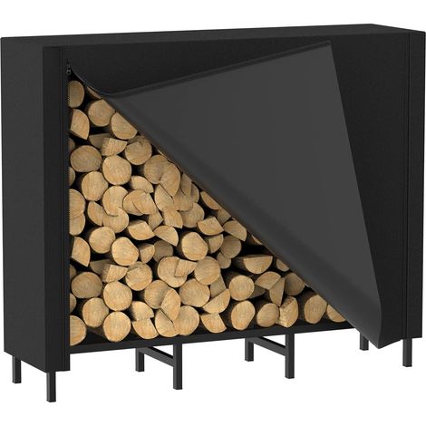 Étagère à bois de chauffage de 1,2 m avec couvercle, support de bois de chauffage extérieur pour cheminée, rangement intérieur pour bois de chauffage, support robuste pour bois de chauffage