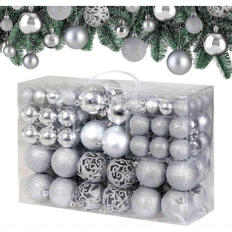 AURA 100-teiliges Weihnachtskugel-Set Weihnachtsdekorationen Kugeln mit Haken 32x Ø30mm 36x Ø40mm 32x Ø60mm Geld (1/5)