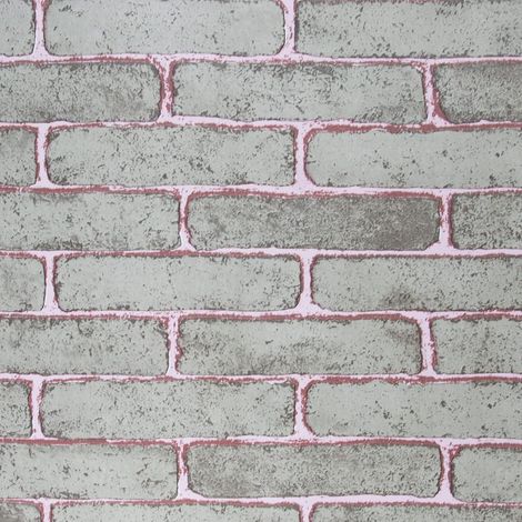 Selbstklebende Tapete Ziegelsteinoptik Grau Rosa Vintage 44x1000cm Wasserdicht (1/5)