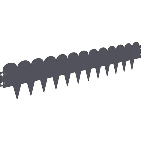 vidaXL Bordura per Prato 10 pcs 103 x 20 cm Acciaio Antracite (1/5)