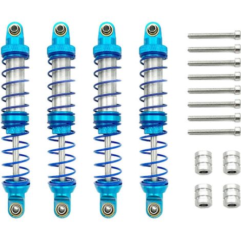 Amortisseur métallique de 10 cm, compatible avec les véhicules tout-terrain/camions/voitures de course radiocommandés MN-999 à l'échelle 1/10, bleu, avec amortisseur à ressort réglable déjà assemblé. (1/5)