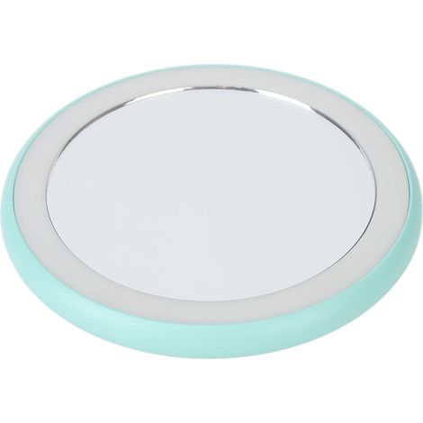 Miroir de maquillage compact avec lumière LED rechargeable USB, rond et portable, petit miroir vert fruit. (1/5)