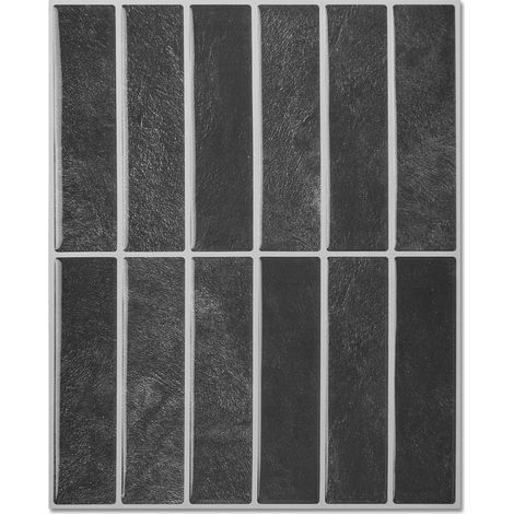 Carreaux adhésifs muraux cuisine 10 pièces noir fumé, autocollant imperméable pour salle de bain, pose facile sans outils (1/5)