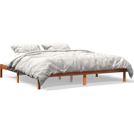 Maison Exclusive - Cadre de lit sans matelas cire marron 200x200cm bois pin massif (1/5)