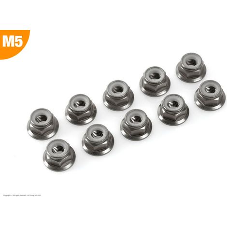 Revtec - Aluminium Nylstop Nut - M5 - Flanged - Gun Metal - 10 pcs