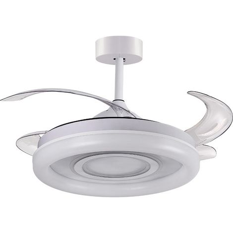 Ventilador DC AMALTEA blanco, 4 aspas retráctiles, 116W LED 300040006500K, Al.35xD.108/50cm (1/3)