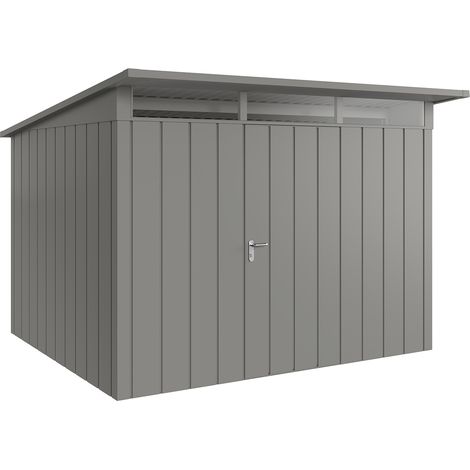 Hörmann Metall-Gerätehaus "Juno" mit Pultdach, JPD13 - Modern, 310 x 262 cm (B x T), graualuminium, 1-flüglige Tür, Anschlag rechts (1/5)