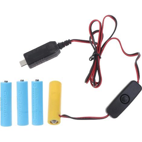Adaptateur secteur USB-C 6 V pour piles AA (remplace 4 piles AA) avec interrupteur (1/4)
