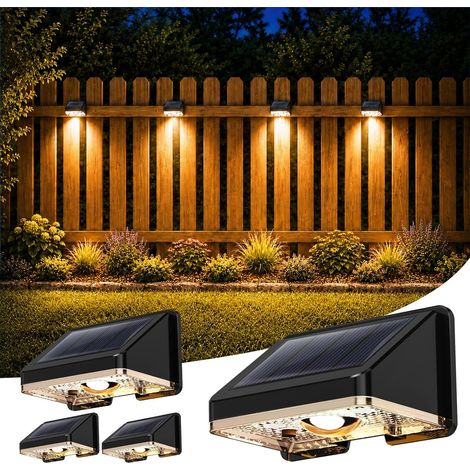 Applique Solaire Exterieur 4 Unités Lumiere Solaire Extérieur Blanc Chaud Lampe Solaire Murale Exterieur Étanche avec Joli Éclairage d'ambiance pour Clôture, Mur et Jardin (1/5)